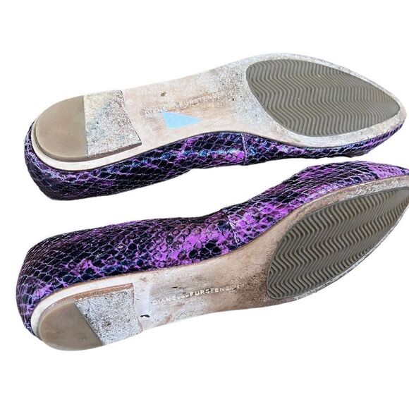 Diane Von Furstenberg Pink/Black Snakeskin Heart Key Lock Ballet Flat Size 7 - Picture 7 of 11